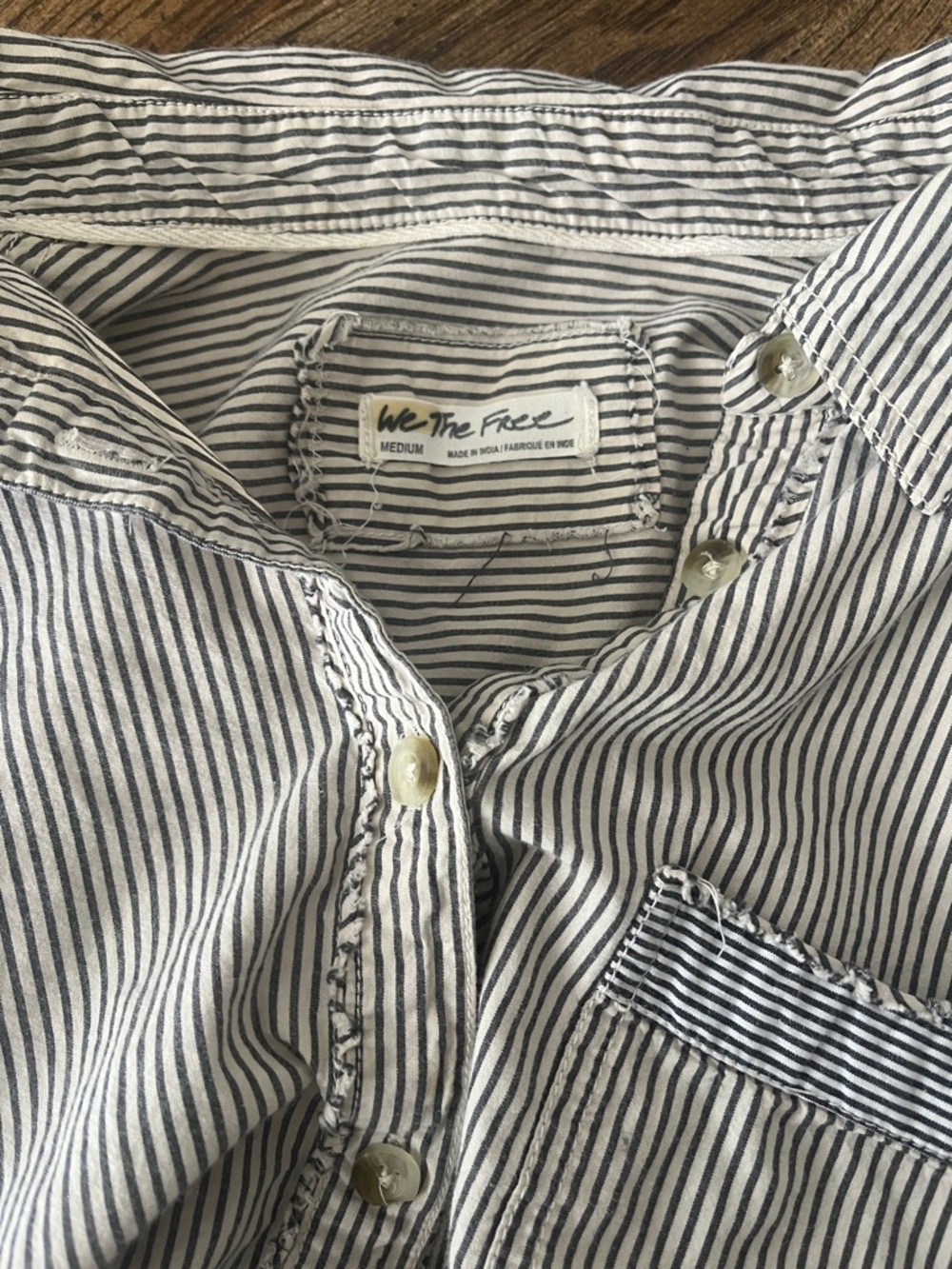 We The Free Black and White Striped Button-Down Shirt